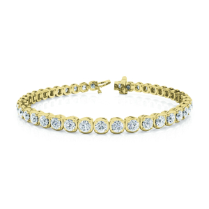 Roselie Natural Yellow Gold 4 Prong Diamond Tennis Bracelets