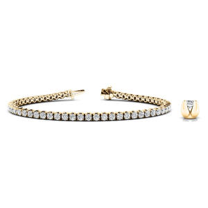 Rubee Natural Yellow Gold 4 Prong Diamond Tennis Bracelets