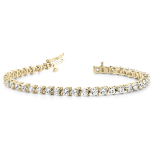 Reyna Natural Yellow Gold 3 Prong Diamond Tennis Bracelets