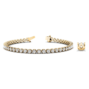 Roselee Natural Yellow Gold 4 Prong Diamond Tennis Bracelets