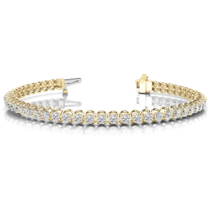 Prue Natural Yellow Gold 4 Prong Diamond Tennis Bracelets