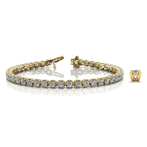 Rossie Natural Yellow Gold 4 Prong Diamond Tennis Bracelets