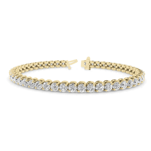 Richelle Natural Yellow Gold 2 Prong Diamond Tennis Bracelets