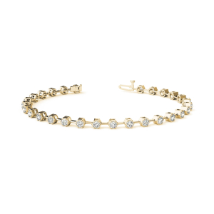 Reanne Natural Yellow Gold 6 Prong Diamond Tennis Bracelets