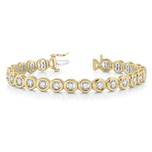 Posey Natural Yellow Gold 4 Prong Diamond Tennis Bracelets