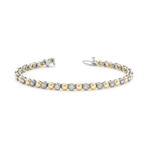 Prynne Natural Yellow Gold 4 Prong Diamond Tennis Bracelets