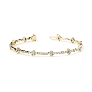 Romi Natural Yellow Gold 4 Prong Diamond Tennis Bracelets