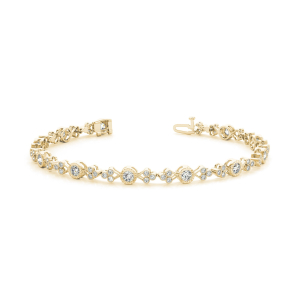 Rosanne Natural Yellow Gold Bezel Set Diamond Tennis Bracelets