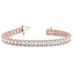 Perrie Natural Rose Gold 4 Prong Diamond Tennis Bracelets