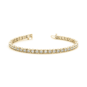 Prunella Natural Yellow Gold 4 Prong Diamond Tennis Bracelets