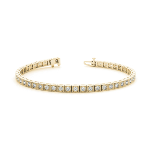 Peppi Natural Yellow Gold 4 Prong Diamond Tennis Bracelets