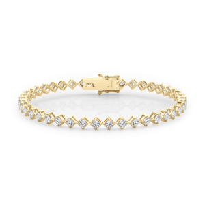 Rena Natural Yellow Gold 4 Prong Diamond Tennis Bracelets