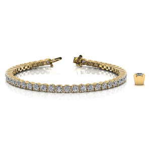 Rosabel Natural Yellow Gold 4 Prong Diamond Tennis Bracelets