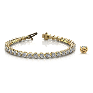 Roxie Natural Yellow Gold 4 Prong Diamond Tennis Bracelets