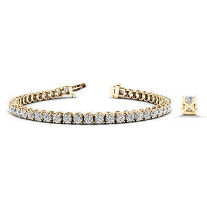 Ricka Natural Yellow Gold 4 Prong Diamond Tennis Bracelets