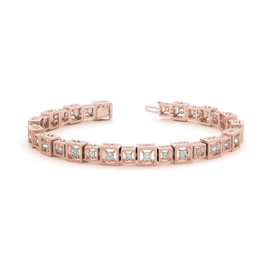 Raylyn Natural Rose Gold 4 Prong Diamond Tennis Bracelets