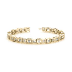 Raylyn Natural Yellow Gold 4 Prong Diamond Tennis Bracelets