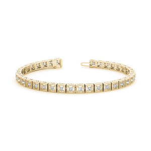 Raina Natural Yellow Gold 4 Prong Diamond Tennis Bracelets