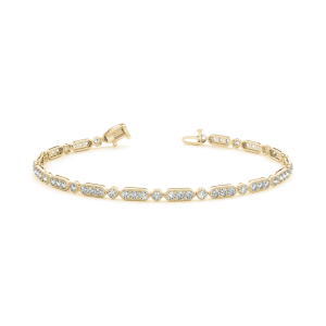 Prisma Natural Yellow Gold Prong Set Diamond Tennis Bracelets