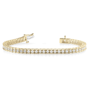 Ryiah Natural Yellow Gold 4 Prong Diamond Tennis Bracelets