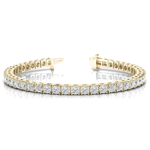 Rainey Natural Yellow Gold 4 Prong Diamond Tennis Bracelets