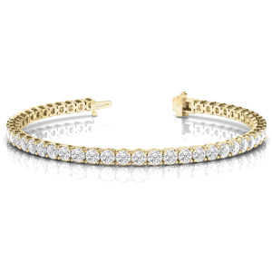 Rashel Natural Yellow Gold 4 Prong Diamond Tennis Bracelets