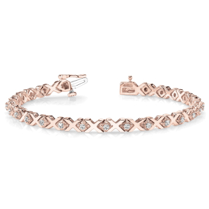 Papillon Natural Rose Gold XO Diamond Tennis Bracelets