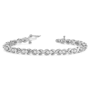 Rosy 1.75 Carat Natural Round cut XO  Diamond Tennis Bracelets