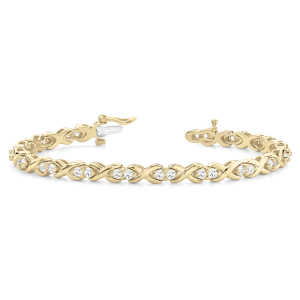 Rosy Natural Yellow Gold XO Diamond Tennis Bracelets