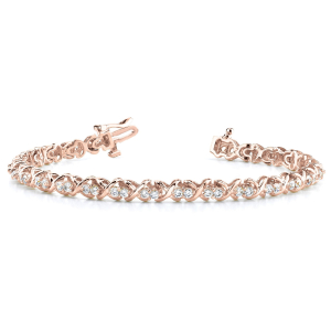 Rhylee Natural Rose Gold XO Diamond Tennis Bracelets