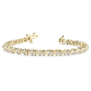 Rhylee Natural Yellow Gold XO Diamond Tennis Bracelets