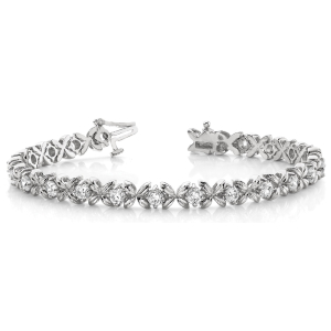 Ricki 2.00 - 3.00 Carat Natural Round cut XO  Diamond Tennis Bracelets