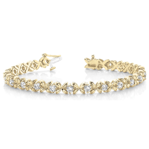 Ricki Natural Yellow Gold XO Diamond Tennis Bracelets