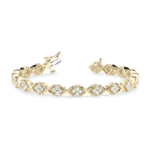 Rayleen Natural Yellow Gold XO Diamond Tennis Bracelets