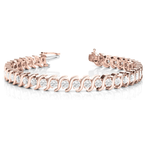 Prudie Natural Rose Gold S Link Diamond Tennis Bracelets