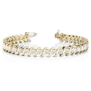 Prudie Natural Yellow Gold S Link Diamond Tennis Bracelets