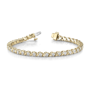 Prynne Natural Yellow Gold S Link Diamond Tennis Bracelets