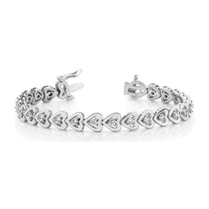 Payge Natural White Gold Heart  Diamond Tennis Bracelets