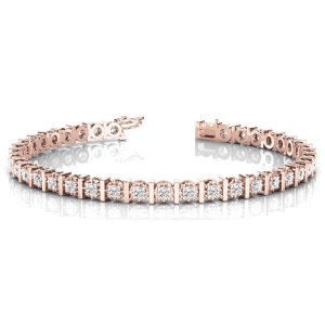 Passion Natural Rose Gold Bar Set Diamond Tennis Bracelets