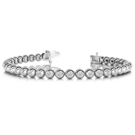 1.00 - 5.75 Carat Round Natural And Lab Created Diamond Tennis Bracelet With Bezel Setting