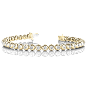 Rachel Natural Yellow Gold Bezel Set Diamond Tennis Bracelets