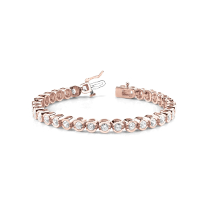 Rylee Natural Rose Gold Semi Bezel Diamond Tennis Bracelets