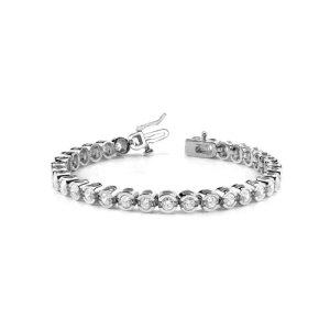 Rylee 1.00 - 10.00 Carat Natural Round cut Semi Bezel  Diamond Tennis Bracelets