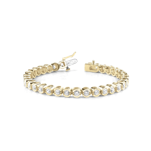 Rylee Natural Yellow Gold Semi Bezel Diamond Tennis Bracelets