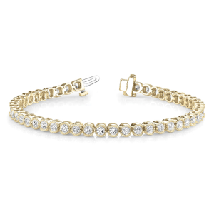 Rinoa Natural Yellow Gold 2 Prong Diamond Tennis Bracelets