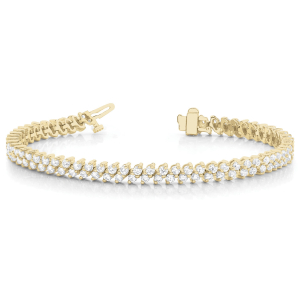 Sucga Natural Diamond Yellow Gold Prong Set Multi Row Tennis Bracelets