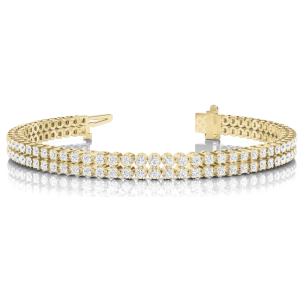 Staniue Natural Diamond Yellow Gold 4 Claw Set Multi Row Tennis Bracelets