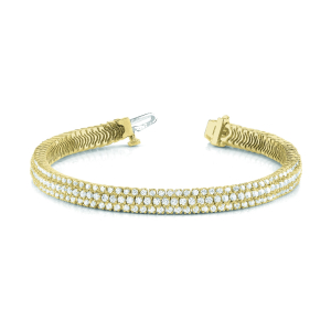 Suky Natural Diamond Yellow Gold Prong Set Multi Row Tennis Bracelets