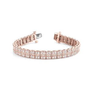 Stangyth Natural Diamond Rose Gold Shared Prong Multi Row Tennis Bracelets