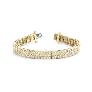 Stangyth Natural Diamond Yellow Gold Shared Prong Multi Row Tennis Bracelets